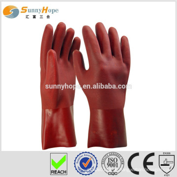 Sunnyhope PVC sandige Oberfläche rote Schutzhandschuhe, wasserdichte Autowaschhandschuhe